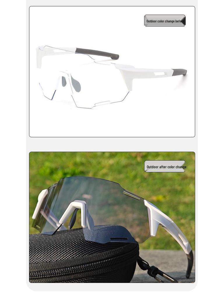 White Frame Photochromic Cycling Glasses - Day & Night UV Protection for Men & Women