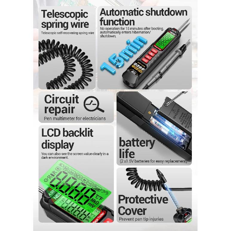 Car Voltage Detector Pen ANENG A3015 Non-Contact Voltage Tester Volt Resistance Continuity Car Fault Maintenance Circuit Test