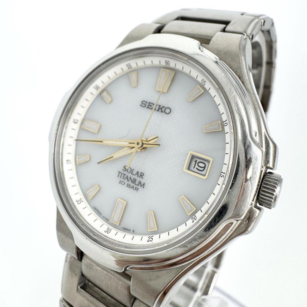 [USED] Working SEIKO Solar Titanium Date Silver Watch