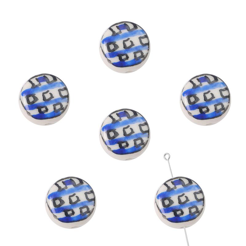 2 шт./пакет, ручная роспись, 15 мм, керамические фарфоровые бусины, цветочные сердечки, очаровательные бусины, свободные бусины-разделители для ожерелья, сережек, сделай сам, изготовление ювелирных изделий