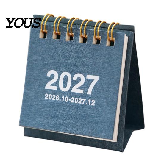 Функциональный настольный календарь для планирования Мини 2026-2027, Окт 2026 - Дек 2027, Стоячий, Перекидной, Маленький, Милый, Цветной, 14 Месяцев, Настольный, На пружине