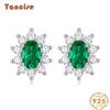 Танциз стерлингового серебра 925 пробы синтетический изумрудный циркон серьги серьги-капли для женщин подарки на свадьбу