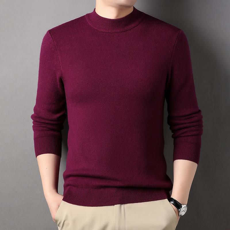 Spring and Autumn Men's Semi-high-necked Sweater Men's Casual Men's Sweater Bottoming Shirt Men's Long-sleeved Dad's Dress