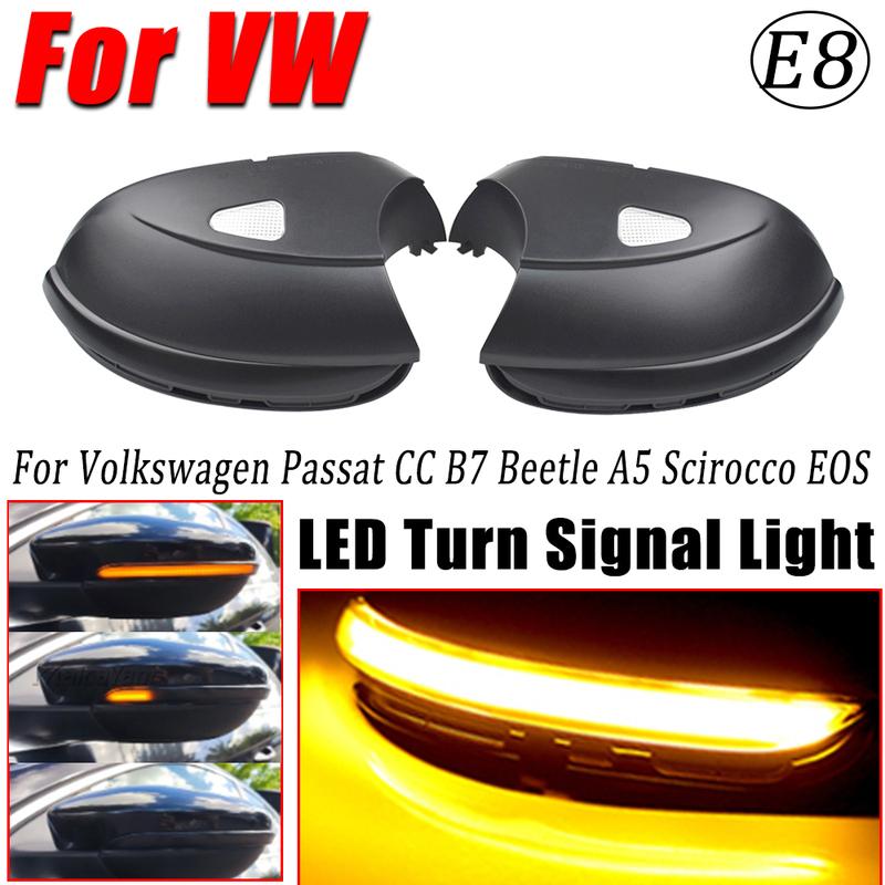LED Side Wing Dynamic Turn Signal Light Rearview Mirror Indicator For VW Passat B7 CC Scirocco Jetta MK6 EOS Beetle A5