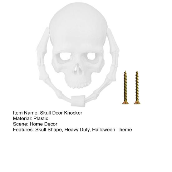 Хэллоуинский дверной молоток в виде черепа с крепежом Готический жуткий череп Молоток для входной двери ворот Ручка Кольцо для тяги Домашнее украшение Дверные аксессуары