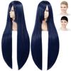 CaseEden Cosplay Wig, Premium, Smooth, Long, 100cm, Blue-Black, 6161
