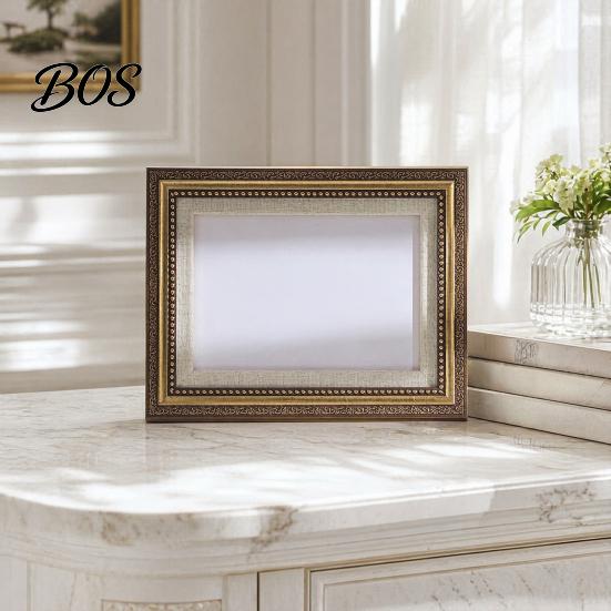 Retro Carved Frame Vintage Photo Frame, Art Mat Picture for Tabletop Display Rustic Home Decor & Wall Mount, Decorative Studio Portrait Photos