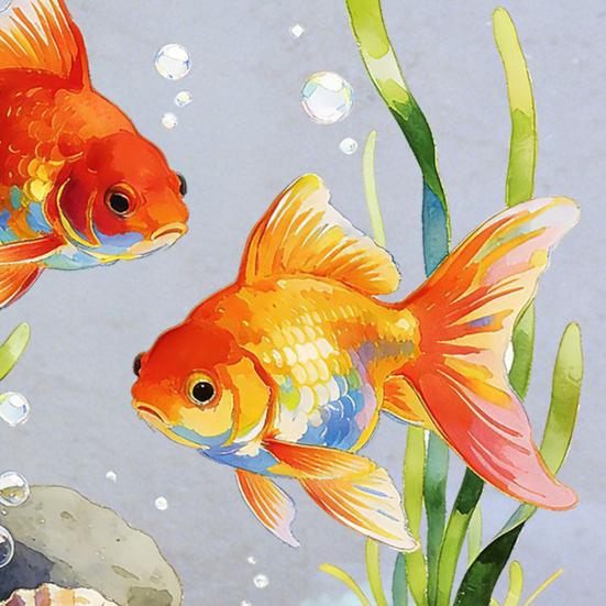 Goldfish Window Sticker Static Cling Window Decal Waterproof Removable Window Cling for Bathroom Living Room Bedroom