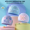 Swimming Beanie Hat Silicon Waterproof Soft High Elastic Non-slip Design Print Ear Protection Hat Swimming Sports Caps for Women