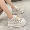 Fashion 8CM Thick Bottom Women Sneakers New 2024 Spring Summer Lace-up Breathable Mesh Platform Sports Dad Shoes Zapatos De Mujer