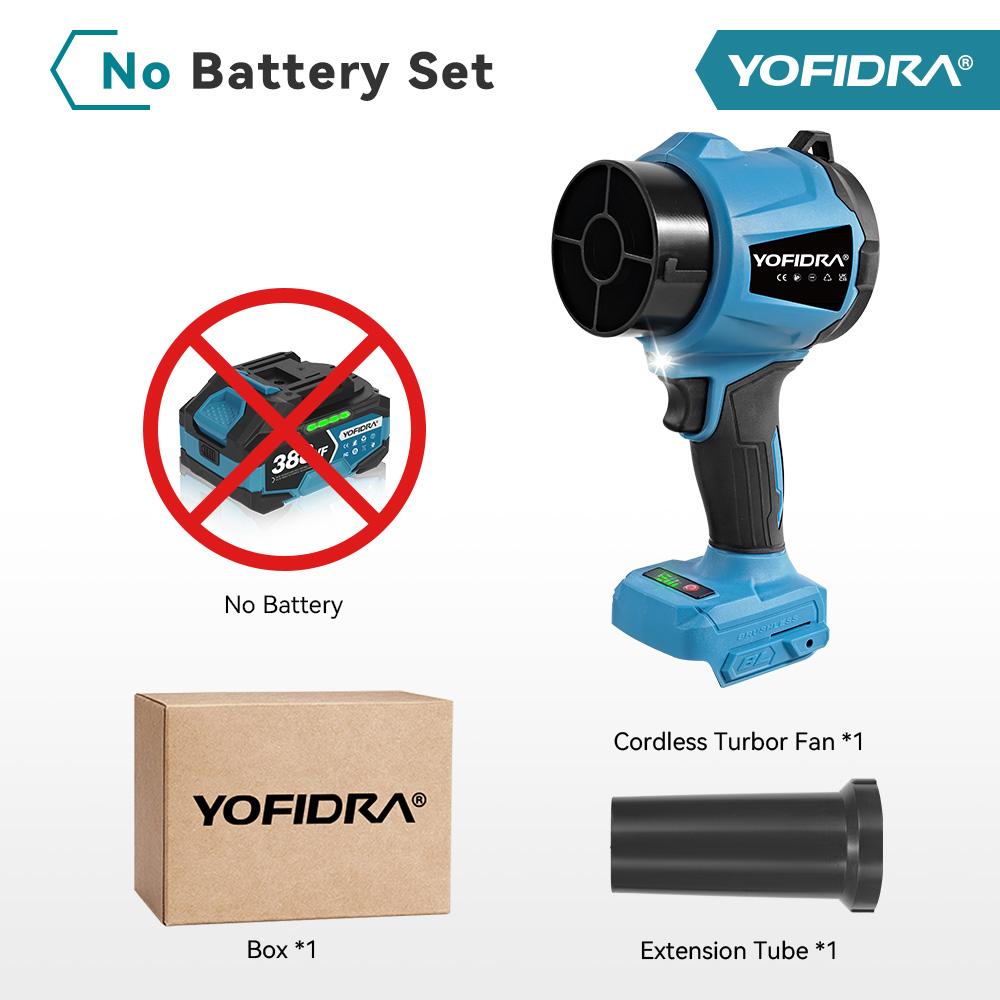 Yofidra Бесщеточный электрический турбовентилятор 350 м/с 3000 Вт Беспроводной реактивный воздуходув для снега, листьев, пыли для аккумулятора Makita 18 В