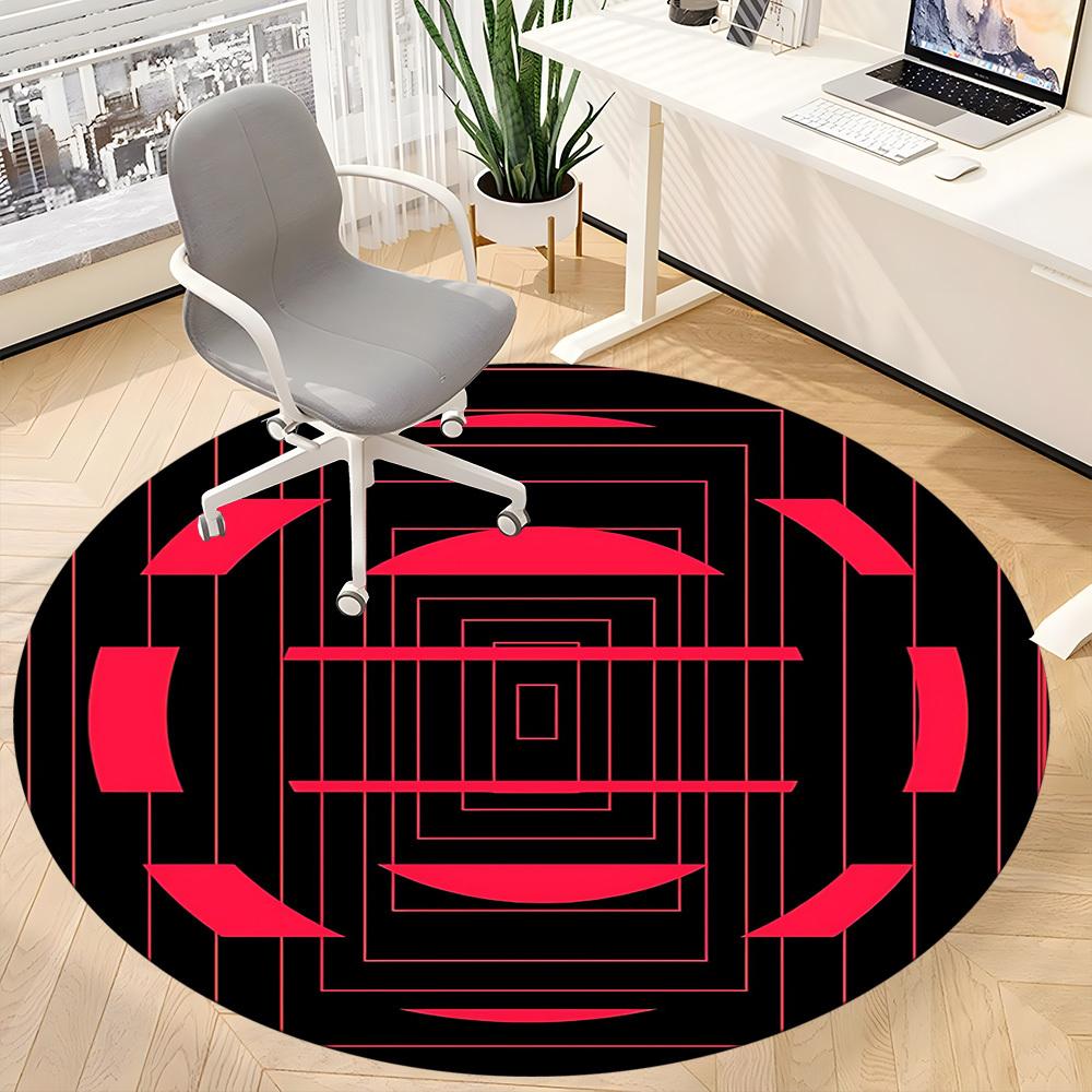 1pc Geometric Pattern Office Round Area Rug, Indoor Mat Suitable ForOffice, Under Office Chairs Bedroom Living Room Home Decor T166