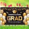 180x115cm Graduates Background Black Gold Happy Graduation Banner  School Party Decor