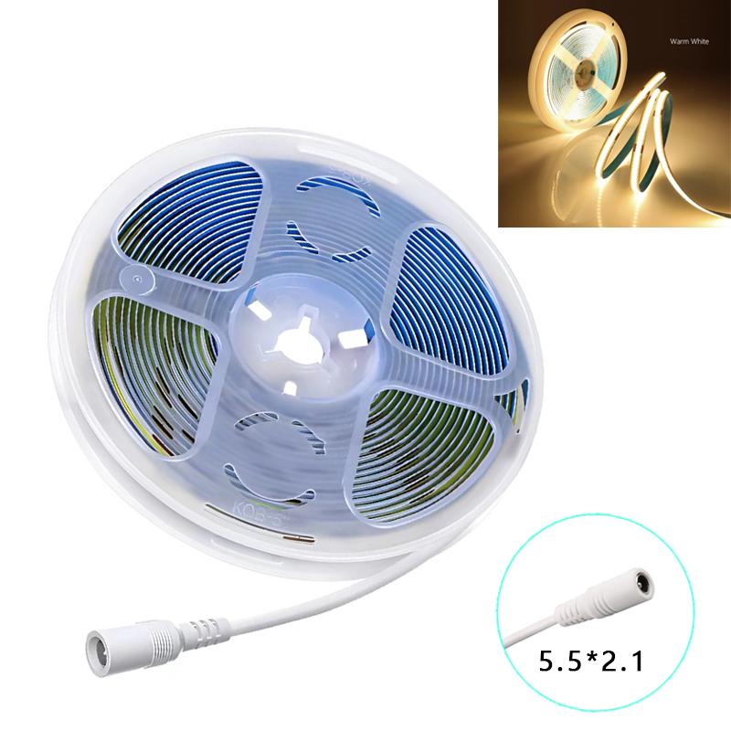 Светодиодная лента COB 12 В 24 В, 320 светодиодов/м, гибкая лента высокой плотности, 8 мм, FOB, лента, 5 м, 10 м, RA90, теплая природа, холодная белая линейная лента