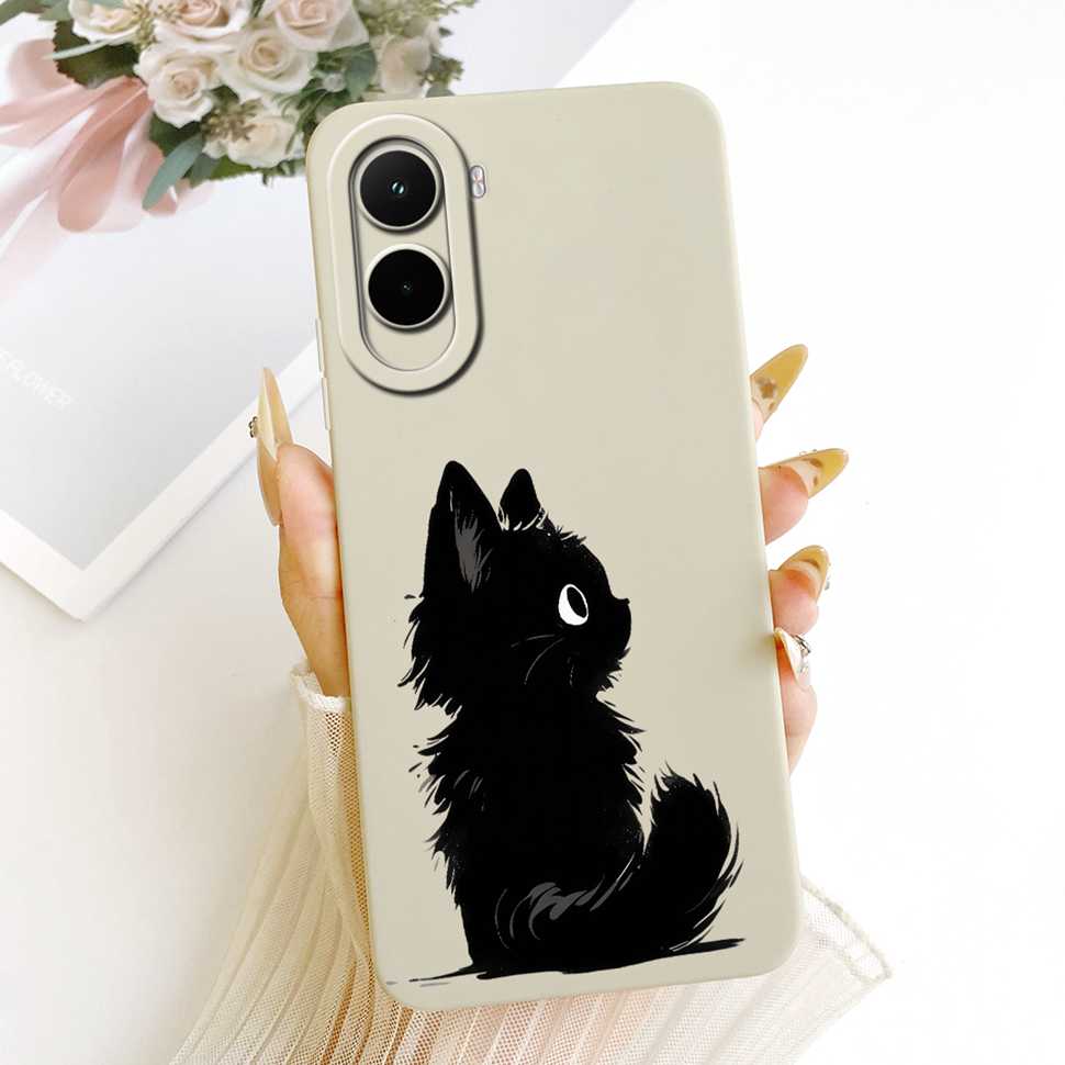 Silicone Case For Xiaomi Poco M7 4G Case Cute Cat Flowers Soft Slim Phone Cases For Xiaomi Poco M7 PocoM7 4G Cover Bumper