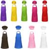 2Pcs Unisex Kids Boys Girls Adjustable Apron and Chef Hat Set for Kitchen Cooking Baking Painting Training Wear