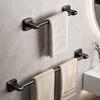 No-Punch Wall-Mounted Black Towel Rack with Shelf for Bathroom