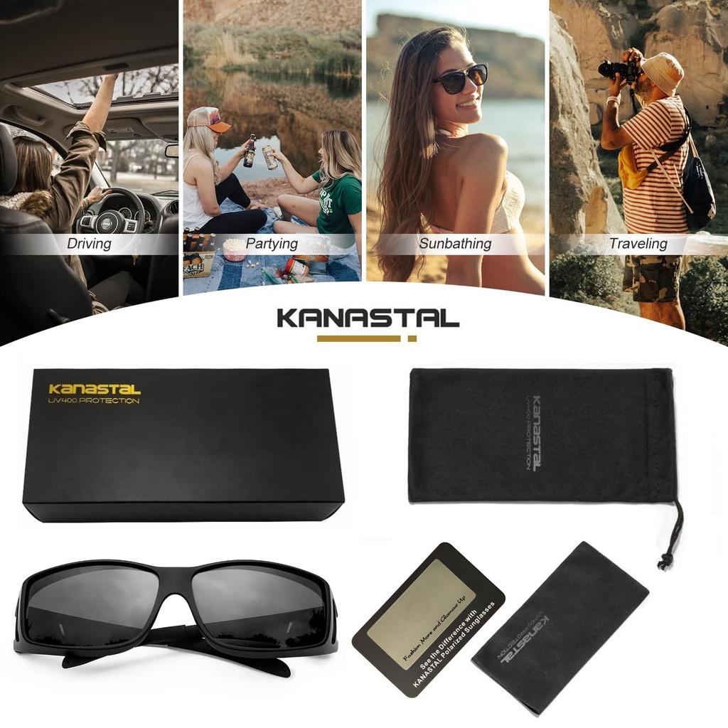Можно носить поверх УФ для мужчин и женщин [KANASTAL] Солнцезащитные очки через плечо, очки, поляризованные, UV400, защита, бейсбол, рыбалка, вождение,