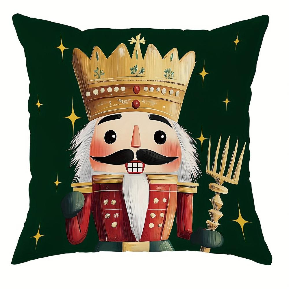 Рождественская наволочка «Щелкунчик» Подарок на Новый год Чехол для диванной подушки Украшение для дома Застежка-молния Открывающаяся и закрывающаяся