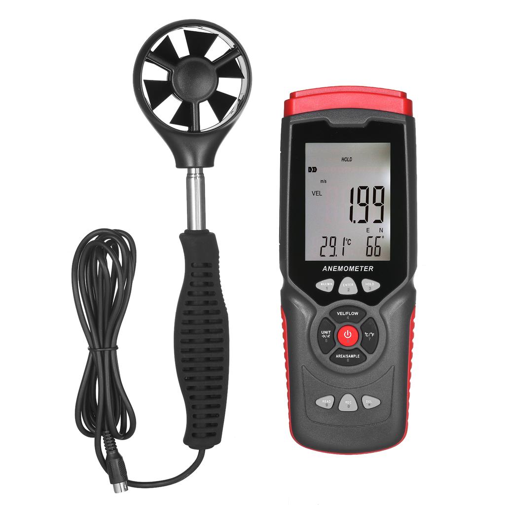 Handheld Digital Anemometer Professional Multifunction Anemograph with Detachable Auxiliary Fan Air