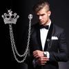 Vogue Gift Collar Pins Fashion Crystal Jewelry Suit Lapel Men Wedding Cross Chain Brooch Pin Crown