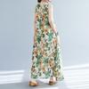 Summer Loose Cotton Linen Printed Sleeveless Dress Women's Vest Casual Dresses
