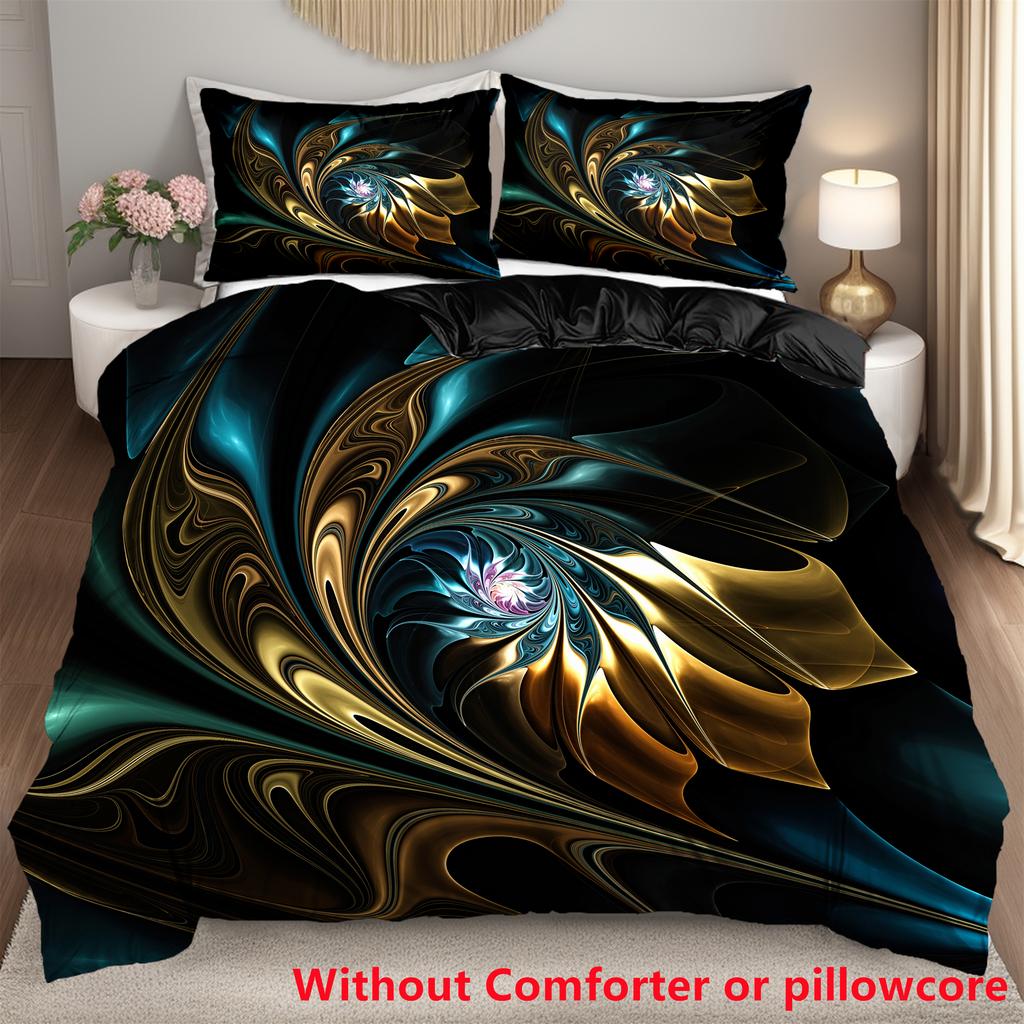 3D Printed Black And Golden Floral Bedding Set Soft Comfortable Bedding Cover Pillowcase Luxury Modern Fashion Duvet Cover Sets
