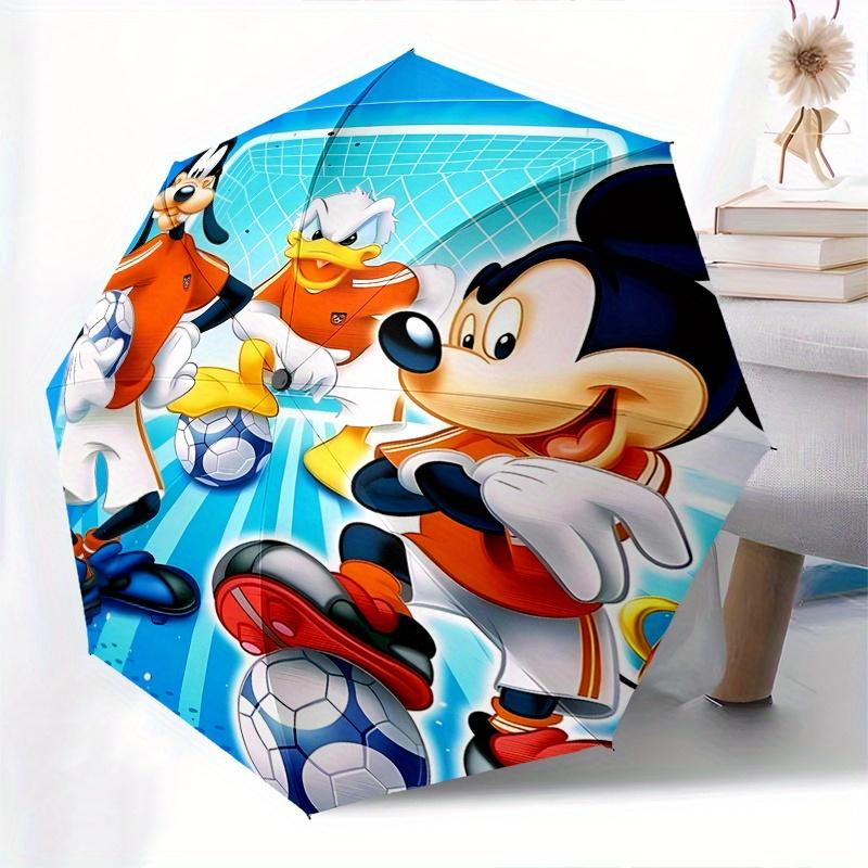 Mickey and Friends Automatic Umbrella Tri fold Portable Umbrella, Best Holiday Gift for Men and Women, Durable Iron Frame, Playful Design,