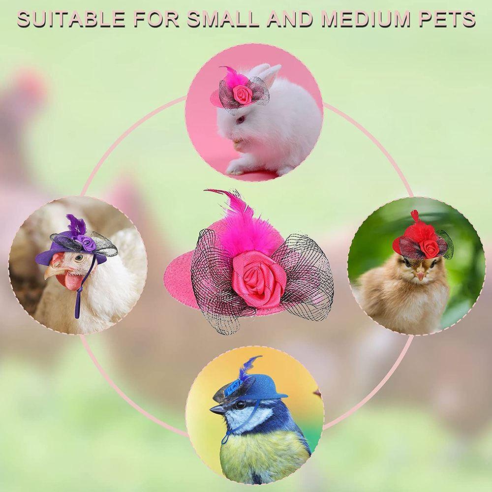 Stylish Show Costum Elastic Strap Rooster Cap for Hens Feather Top Hat Chicken Hats Pets Supplies