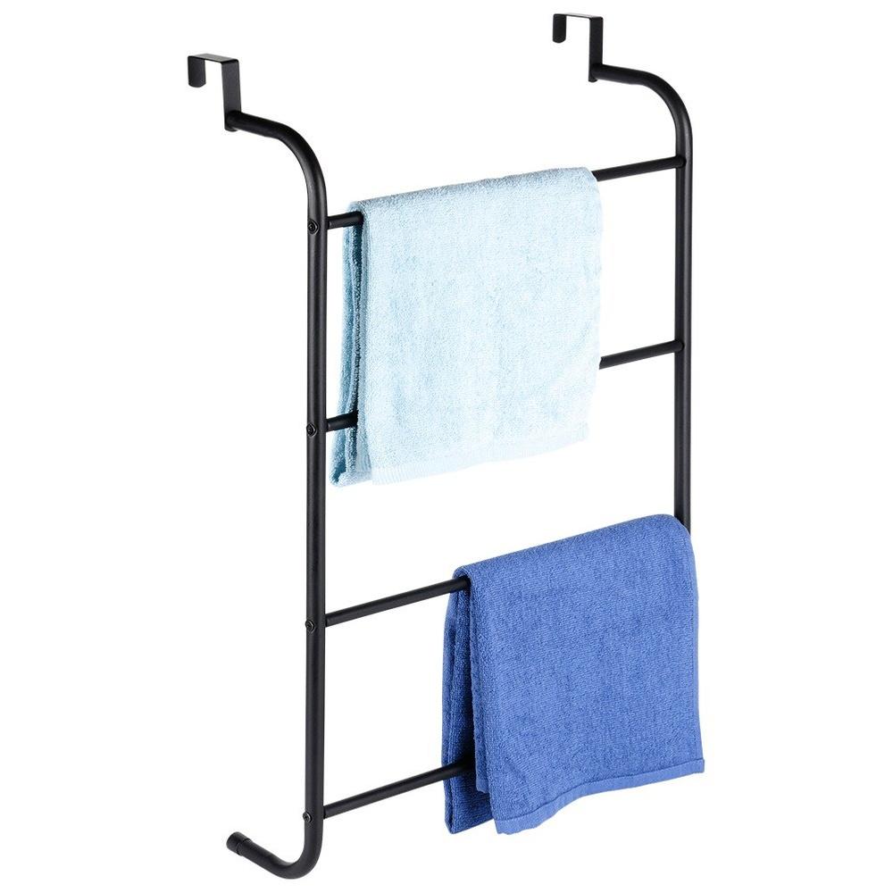 Black metal towel rack