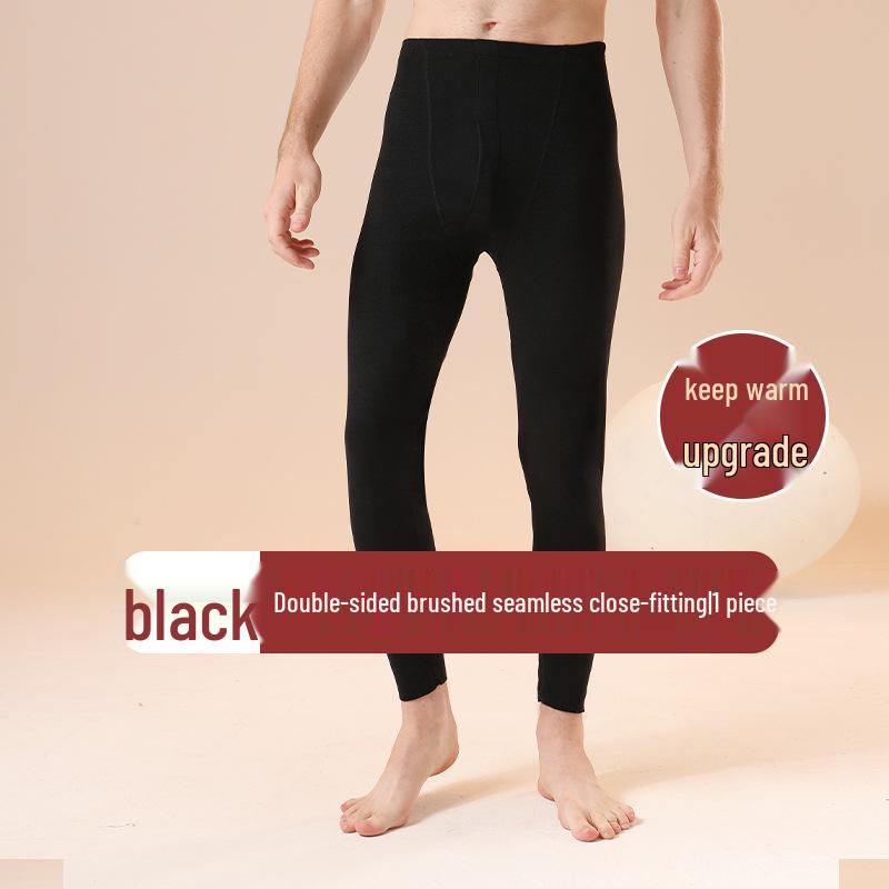 Мужские бесшовные термолеггинсы с высокой талией - Теплые осенние брюки из хлопка и шерсти