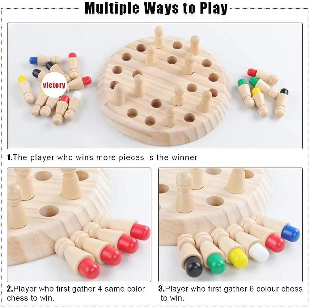 Wooden Chessboard Color Memory Chess Game Memory Concentration Training Wooden Children'S Early Education Educational Toys