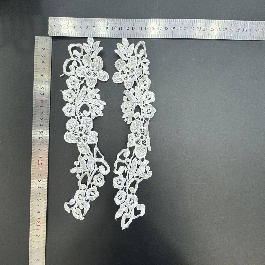 Lace Embroidery Pair Of Flowers, Polyester Light Embroidery Symmetrical Flower Pieces, Water-Soluble Lace, Hollow Lace Accessories Cloth Sticker