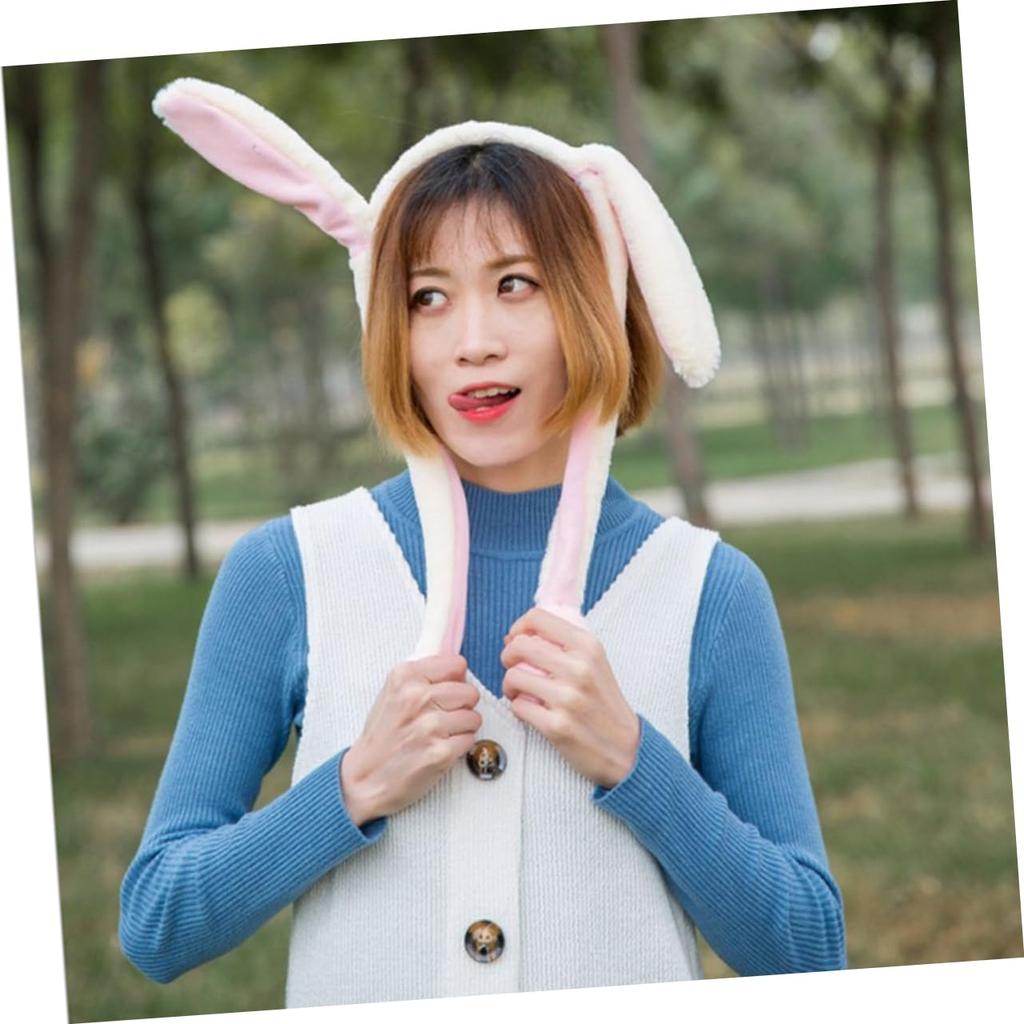 [minkissy] Детская шапка, Шапка с двигающимися ушками животных, Ободок для ушей, Поднимающиеся уши, Плюшевый кролик, Двигающиеся кроличьи уши, Забавный кроличий ободок, Плюшевый ободок,