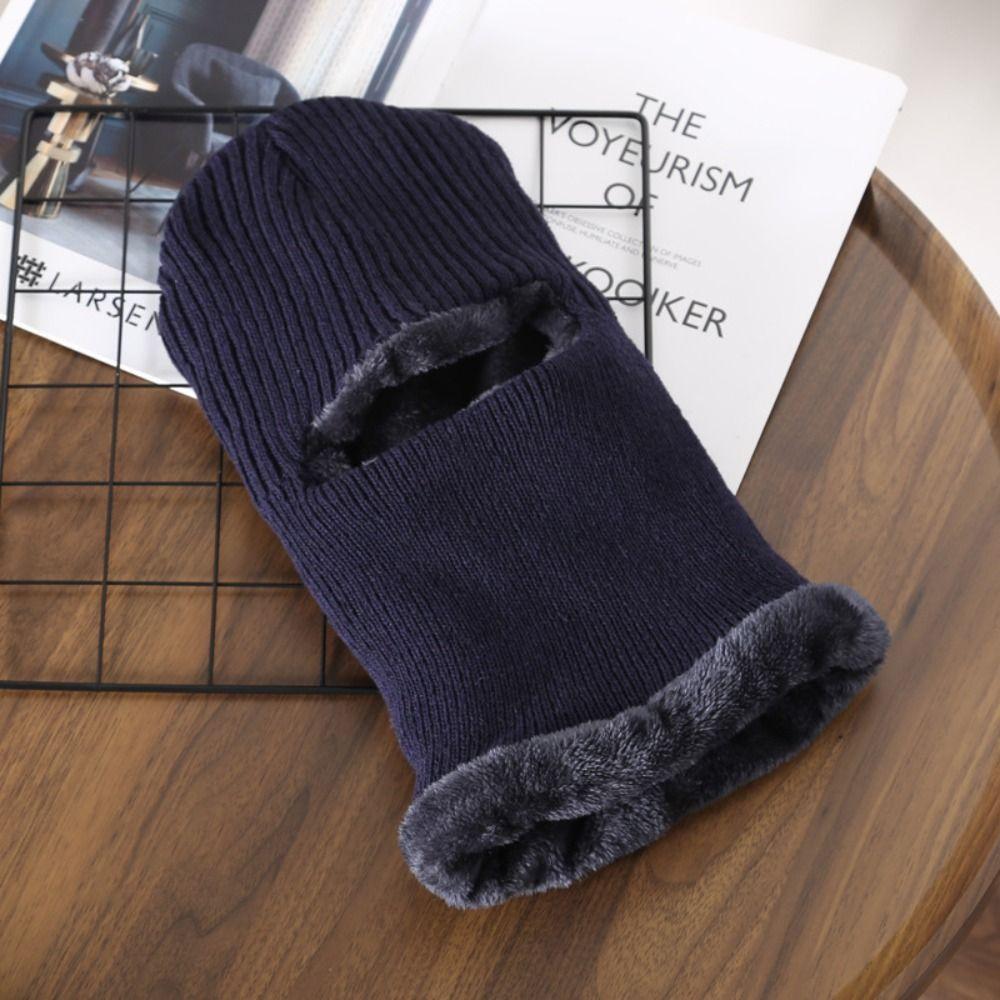 Breathable Men's Hat Scarf Balaclava Woolen Yarn Knitted Hat Fashion Winter Protection Cap