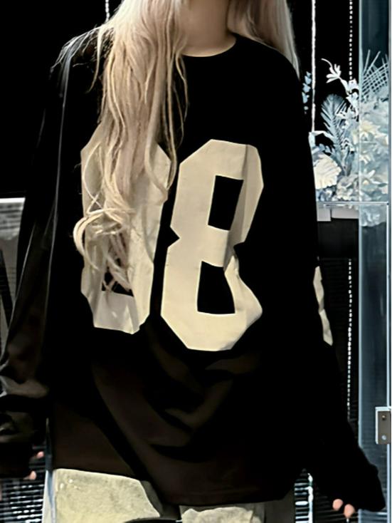 Хлопок-снежинка Американский стиль Нет. 08 Женская футболка с длинным рукавом - Модная осенне-весенняя уличная одежда свободного кроя