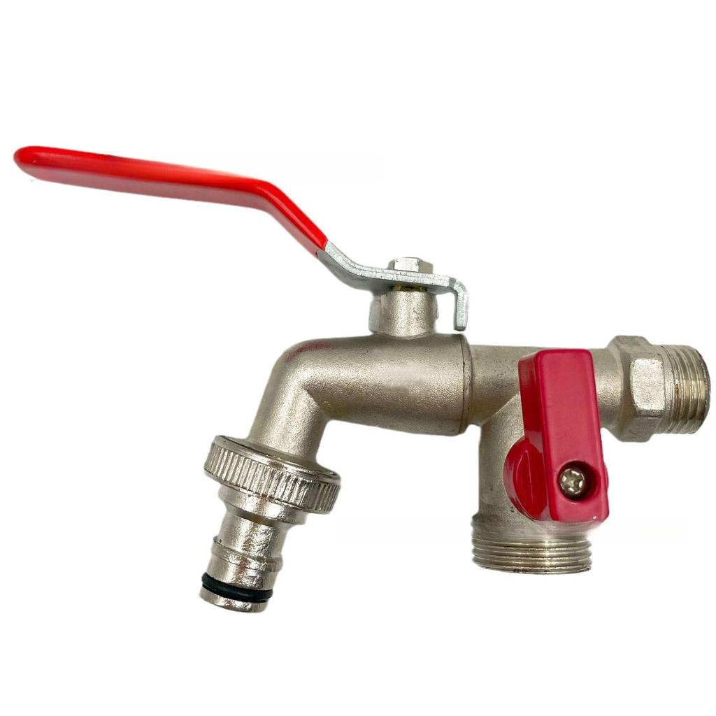 1/2'' Double Head Water Faucet Garden Irrigation Garden Watering Valve Switch Washing Machine Accessory Thread Alloy Sink Tap
