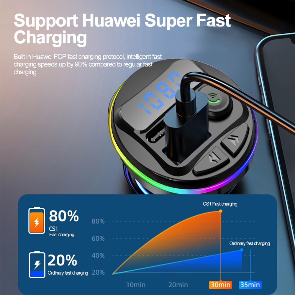 Bluetooth 5.0 FM-передатчик автомобильный комплект MP3-модулятор плеер громкой связи аудио приемник с 3 в 1 зарядным кабелем для iPhone Huawei