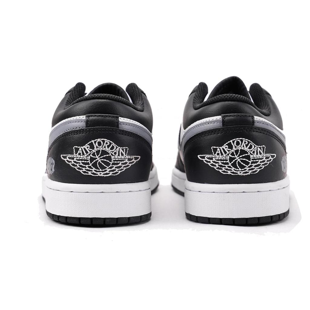 Jordan Air Jordan 1 Нескользящие Устойчивые к истиранию Низкие Винтажные Баскетбольные Кроссовки Мужские Черные Белые Серые 553558-132(Команда59-)