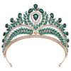 Королевская Королева Зеленая Корона Большая Диадема Свадебная Тиара Короны для Женщин Свадебная Вечеринка Корона Украшение для Волос Ювелирные Изделия Аксессуары