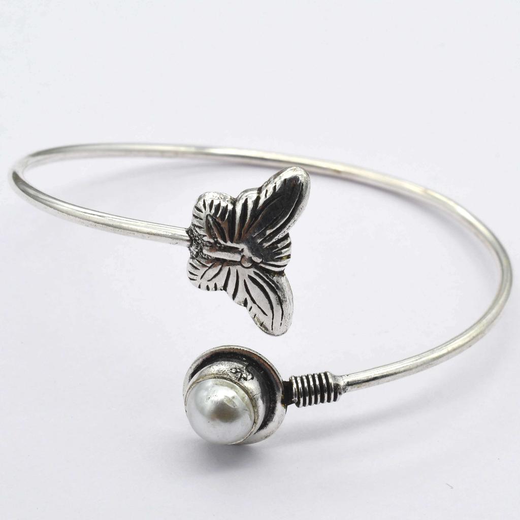 Pearl Gemstone Ethnic Handmade Adjustable Bangle Jewelry 8 Gms BN 51