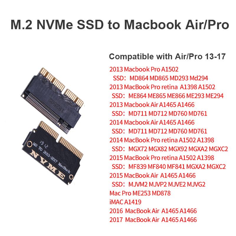 For Macbook SSD Adapter M.2 NVMe PCI-E M2 SSD Converter Card for Apple Macbook Air Pro 2013-2017 A1466 A1502