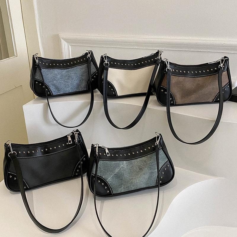 Сумка Niche Textured Underarm Bag для женщин в осенне-зимнем моде, высококачественная универсальная сумка через плечо, джинсовая сумка из холста