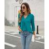 Женские модные повседневные весенне-осенние однотонные блузки и рубашки с v-образным вырезом и длинным рукавом с принтом