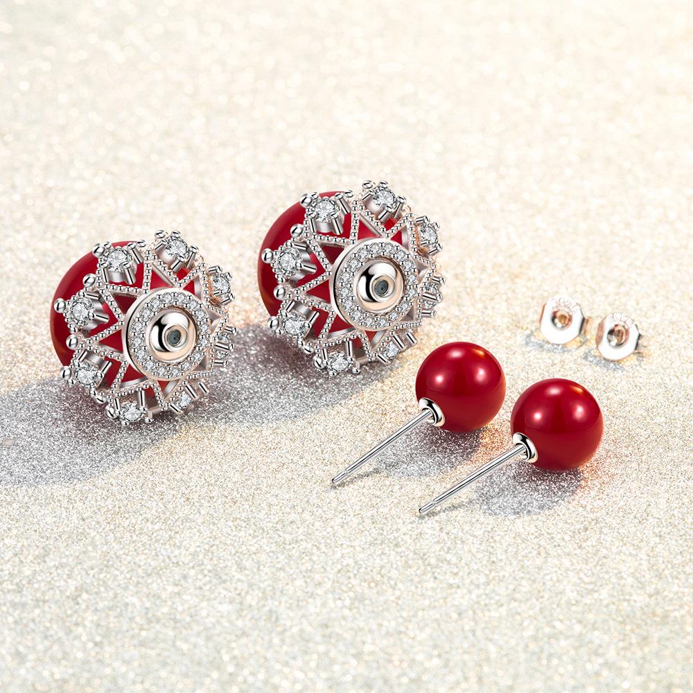 Милые двусторонние серьги-пусеты с жемчужным кружевом - подарок на День святого Валентина и Рождество для женщин