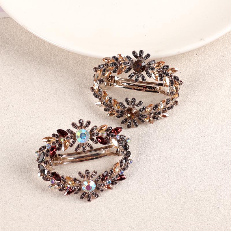 Корейская хрустальная цветочная заколка для волос - Элегантная полая пружинная заколка