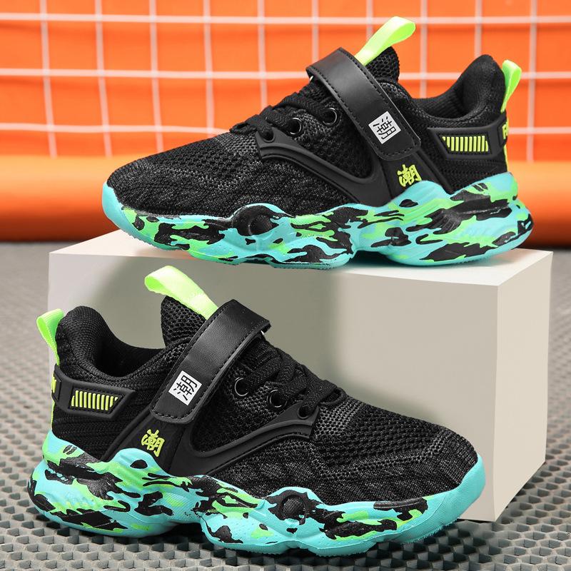 Одноклассники Обувь для мальчиков Весна и Осень Сетчатая Дышащая Модный бренд Липучка Средние Подростки Детская Сетчатая Обувь Кроссовки Средние Дети