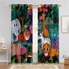 Cartoon Jungle Animals Kids Curtains Safari Zoo Print Window Drapes 2 Panels Nursery Bedroom Child Room Home Decor