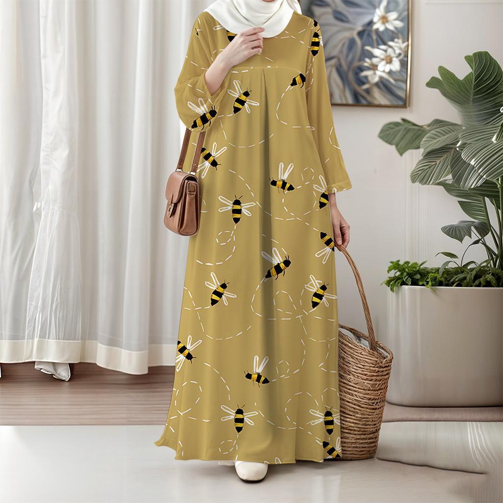 Мусульманская длинная юбка, Женское платье с длинным рукавом, Бохо стиль, Элегантное и модное, Цветочный дизайн, Подходит для 2025 года и далее