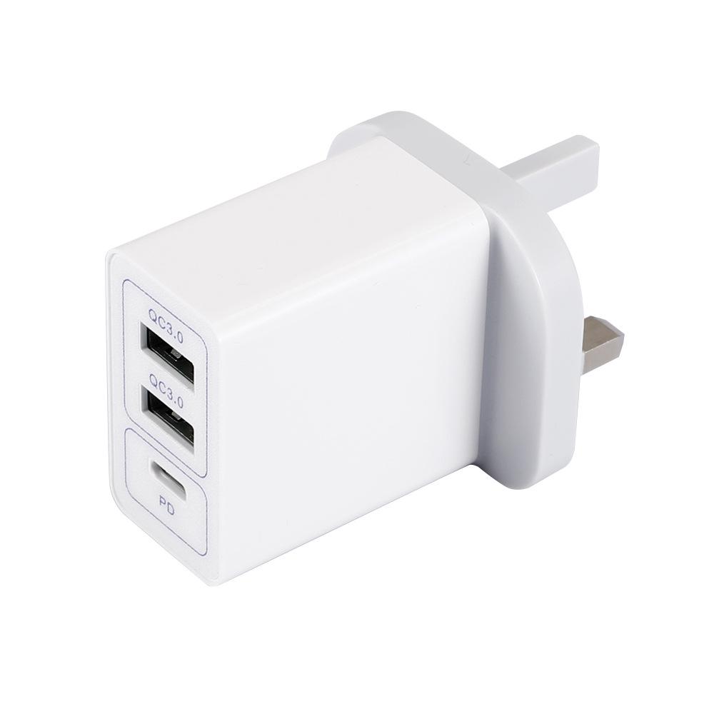 Быстрое зарядное устройство 38 Вт с двумя портами USB, QC3.0 и PD, совместимо с вилками EU/US/UK